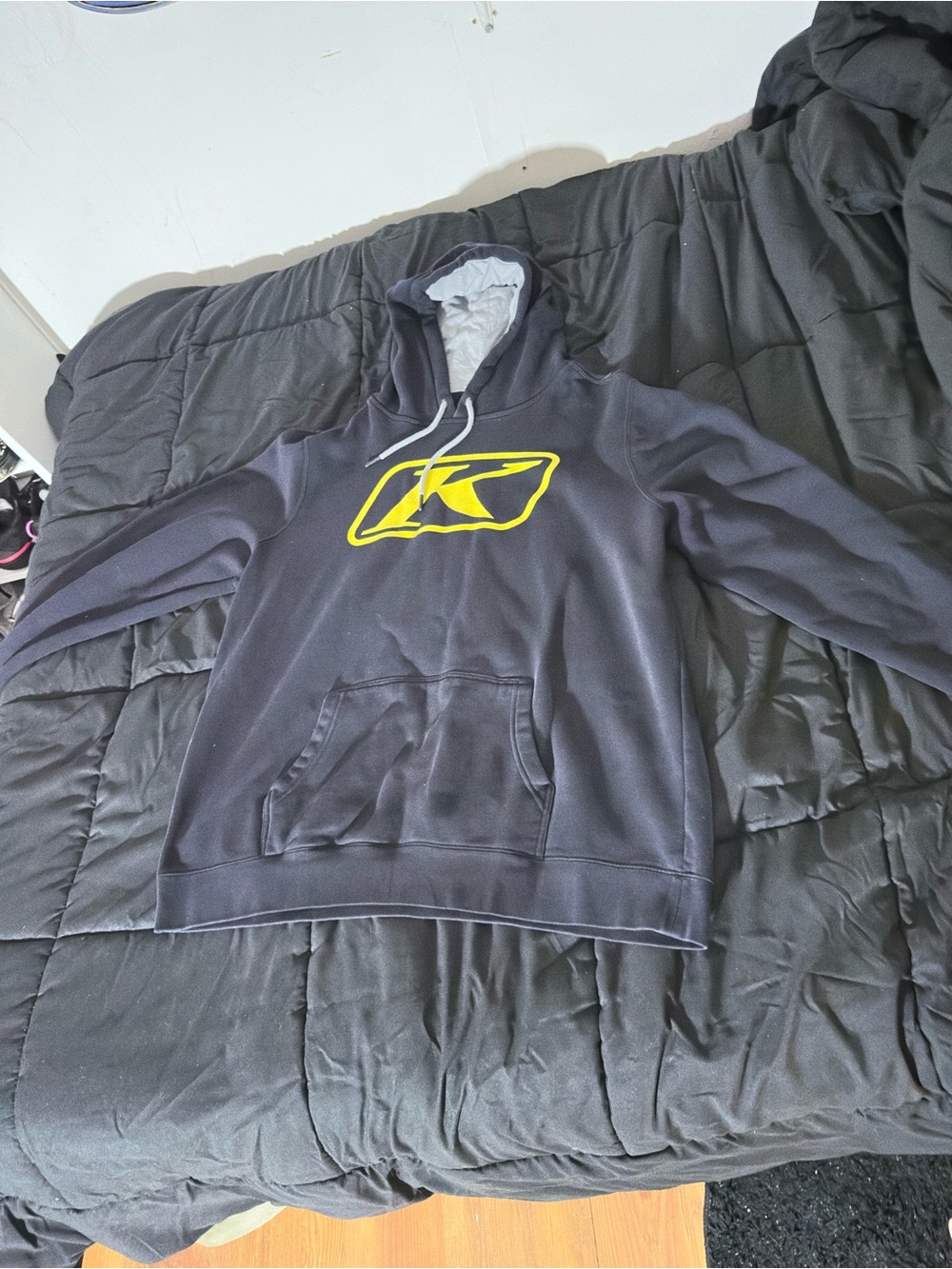 Men's Hooded Pullover Sweater with Yellow Logo